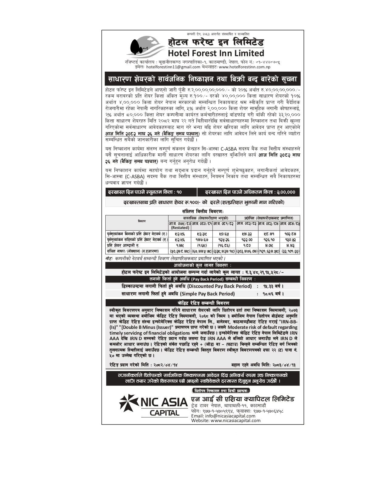 Hotel Forest Inn Limited Issue closed Notice_FH11